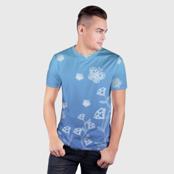 Мужская футболка 3D Slim Кружевные бабочки синеватый градиент - фото 2