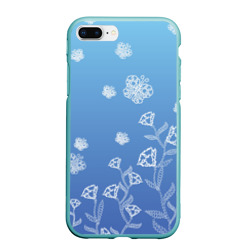 Чехол для iPhone 7Plus/8 Plus матовый Кружевные бабочки синеватый градиент