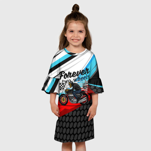 Детское платье 3D Два колеса навсегда мотоспорт, цвет 3D печать - фото 4