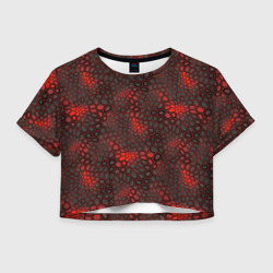 Красно-черная объемная броня – Женская футболка Crop-top 3D с принтом купить
