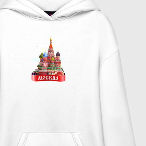 Худи SuperOversize хлопок Москва    кремль, цвет белый - фото 3