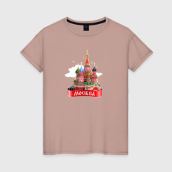 Женская футболка хлопок Москва    кремль
