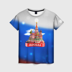 Москва на фоне флага России – Женская футболка 3D с принтом купить со скидкой в -31%