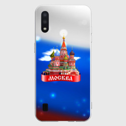 Москва на фоне флага России – Чехол для Samsung A01 с принтом купить