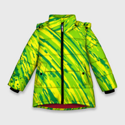 Зимняя куртка для девочек 3D Абстракция зеленые линии