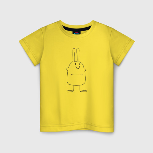 Детская футболка хлопок с принтом Ушастый кролик, вид спереди #2