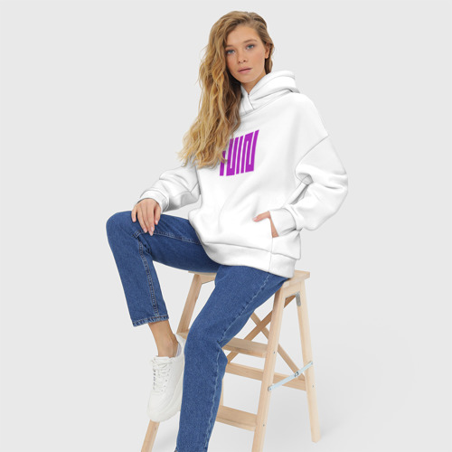 Женское худи Oversize хлопок Logo I-dle, цвет белый - фото 7