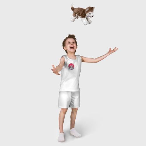 Детская пижама с шортами хлопок Маска Кицунэ, цвет белый - фото 5