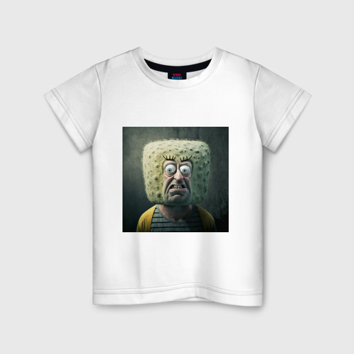 Детская футболка хлопок с принтом Человек-квадратная голова, вид спереди #2