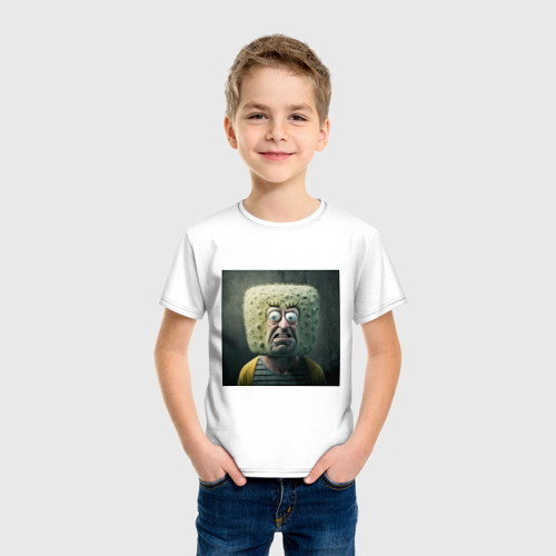 Детская футболка хлопок с принтом Человек-квадратная голова, фото на моделе #1