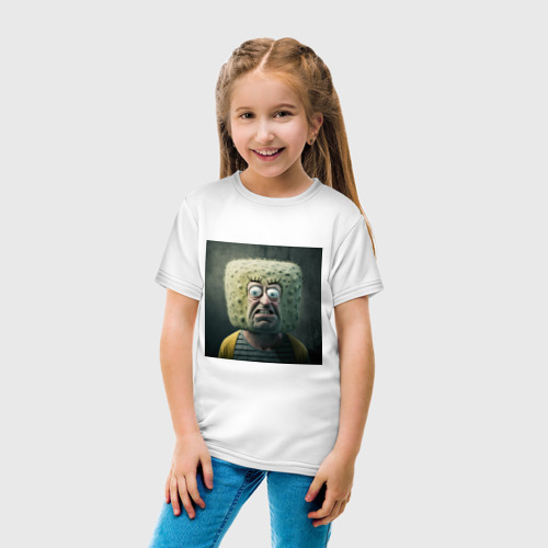 Детская футболка хлопок с принтом Человек-квадратная голова, вид сбоку #3