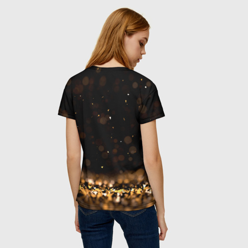 Женская футболка 3D с принтом Золотой знак зодиака близнецы, вид сзади #2