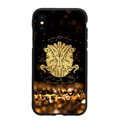 Чехол для iPhone XS Max матовый Золотой знак зодиака близнецы