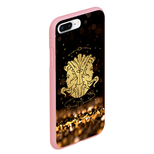 Чехол для iPhone 7Plus/8 Plus матовый Золотой знак зодиака близнецы, цвет баблгам - фото 3