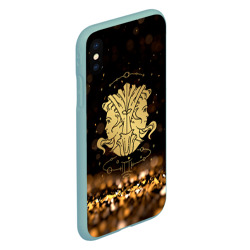 Чехол для iPhone XS Max матовый Золотой знак зодиака близнецы - фото 2