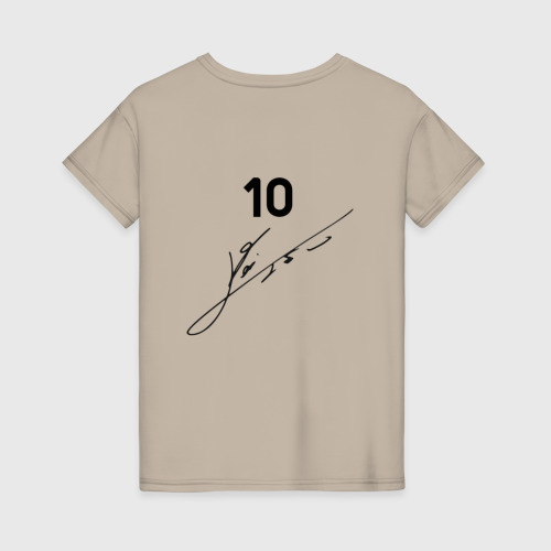 Женская футболка хлопок с принтом Месси Аргентина автограф, вид сзади #1