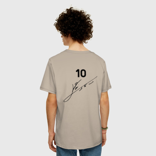 Мужская футболка хлопок Oversize Месси Аргентина автограф, цвет миндальный - фото 4