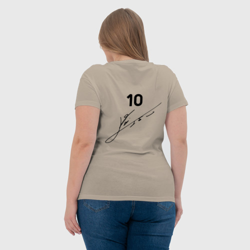 Женская футболка хлопок с принтом Месси Аргентина автограф, вид сзади #2