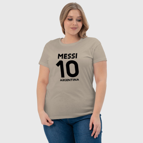 Женская футболка хлопок с принтом Месси Аргентина автограф, фото #4