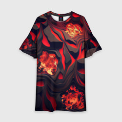 Застывающая лава черная с красным – Детское платье 3D с принтом купить
