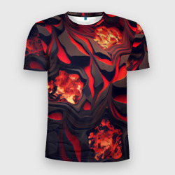Застывающая лава черная с красным – Мужская футболка 3D Slim с принтом купить со скидкой в -9%