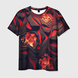 Застывающая лава черная с красным – Мужская футболка 3D с принтом купить со скидкой в -26%