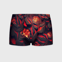 Мужские трусы 3D Застывающая лава черная с красным