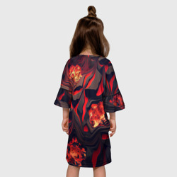 Платье с принтом Застывающая лава черная с красным для ребенка, вид на модели сзади №2. Цвет основы: белый