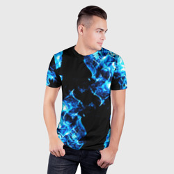 Мужская футболка 3D Slim Красивый синий огонь - фото 2