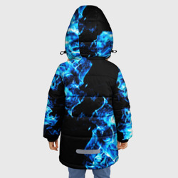 Куртка с принтом Красивый синий огонь для любого человека, вид сзади №2. Цвет основы: черный