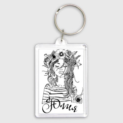 Брелок прямоугольный 35*50 Юлия в венке из летних цветов