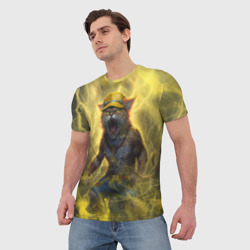 Мужская футболка 3D Наэлектризованный кот - фото 2