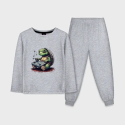 Детская пижама с лонгсливом хлопок Черепаха с гейпадом