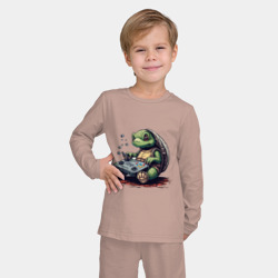 Детская пижама с лонгсливом хлопок Черепаха с гейпадом - фото 2