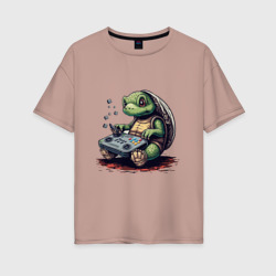 Женская футболка хлопок Oversize Черепаха с гейпадом