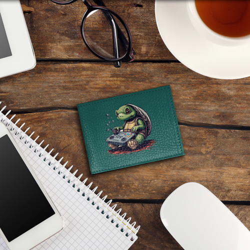 Обложка для студенческого билета Черепаха с гейпадом, цвет зеленый - фото 3