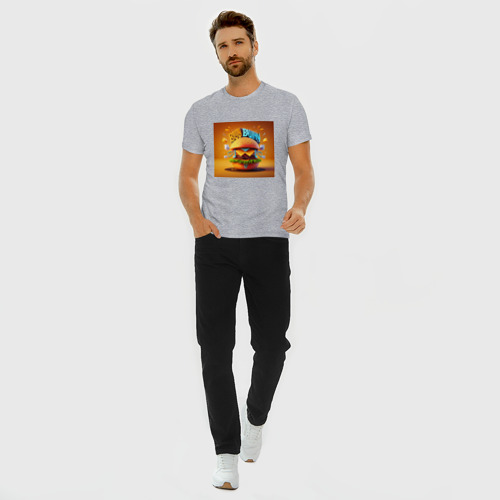 Мужская футболка хлопок Slim с принтом Магический бургер, вид сбоку #3