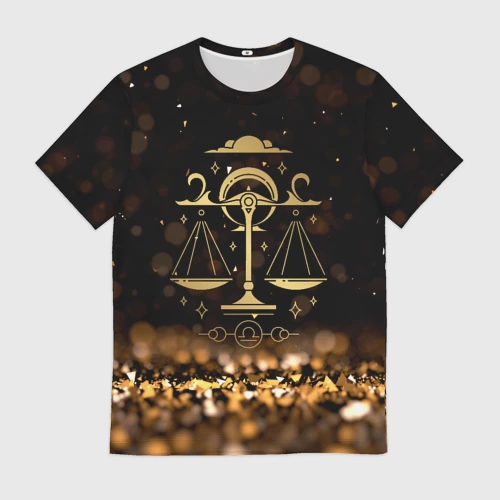 Мужская футболка 3D с принтом Знак зодиака Весы, вид спереди #2