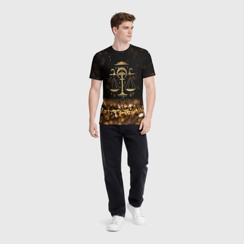 Мужская футболка 3D с принтом Знак зодиака Весы, вид сбоку #3