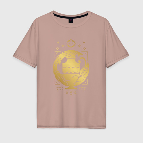 Мужская футболка хлопок Oversize с принтом Знак зодиака    водолей, вид спереди #2