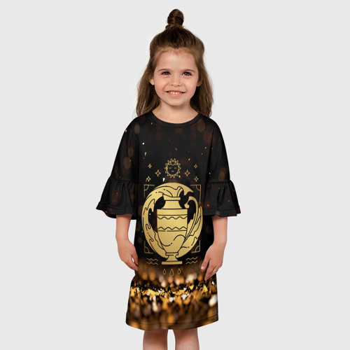 Детское платье 3D с принтом Знак зодиака   водолей, вид сбоку #3