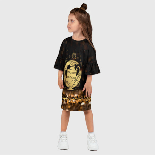 Детское платье 3D с принтом Знак зодиака   водолей, фото на моделе #1