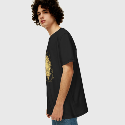 Мужская футболка хлопок Oversize Знак зодиака дева, цвет черный - фото 5