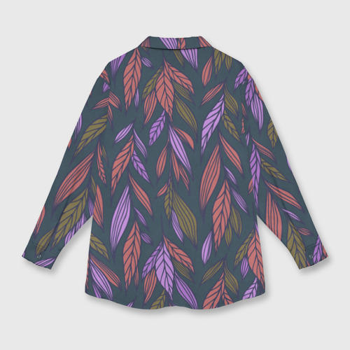 Женская рубашка oversize 3D с принтом Лиственный узор, вид сзади #1