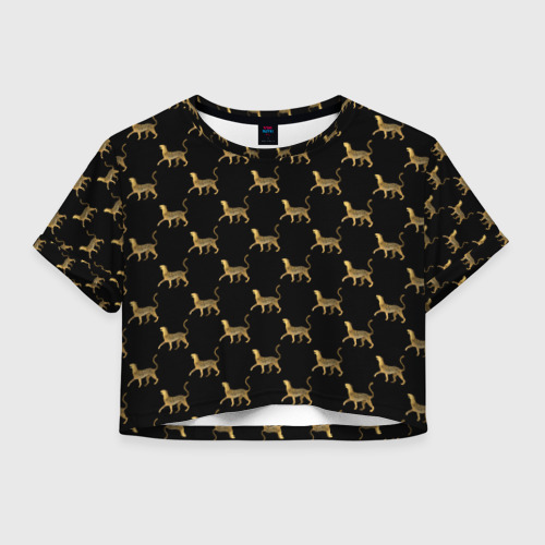 Женская футболка Crop-top 3D Леопарды, цвет 3D печать