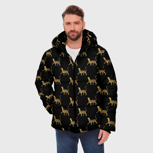 Мужская зимняя куртка 3D Леопарды, цвет черный - фото 3