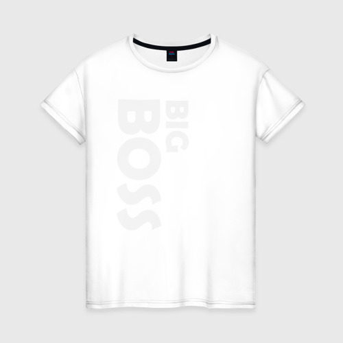 Женская футболка из хлопка с принтом Big boss - светлая, вид спереди №1