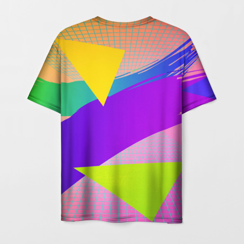 Мужская футболка 3D Енот потаскун на разноцветном фоне, цвет 3D печать - фото 2