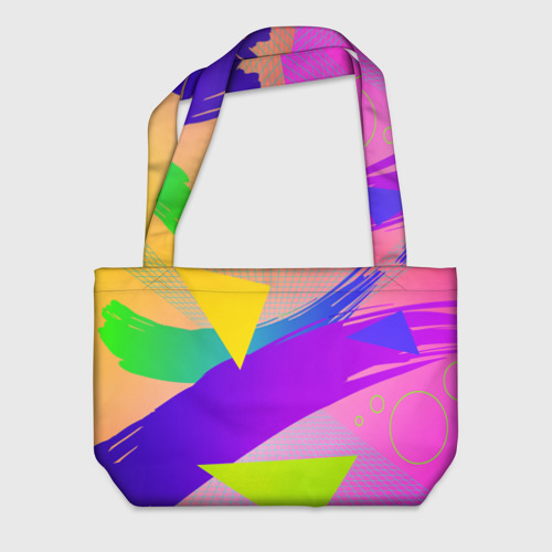 Пляжная сумка 3D Енот потаскун на разноцветном фоне - фото 2