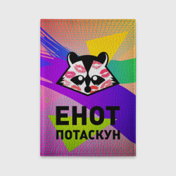 Обложка для автодокументов Енот потаскун на разноцветном фоне